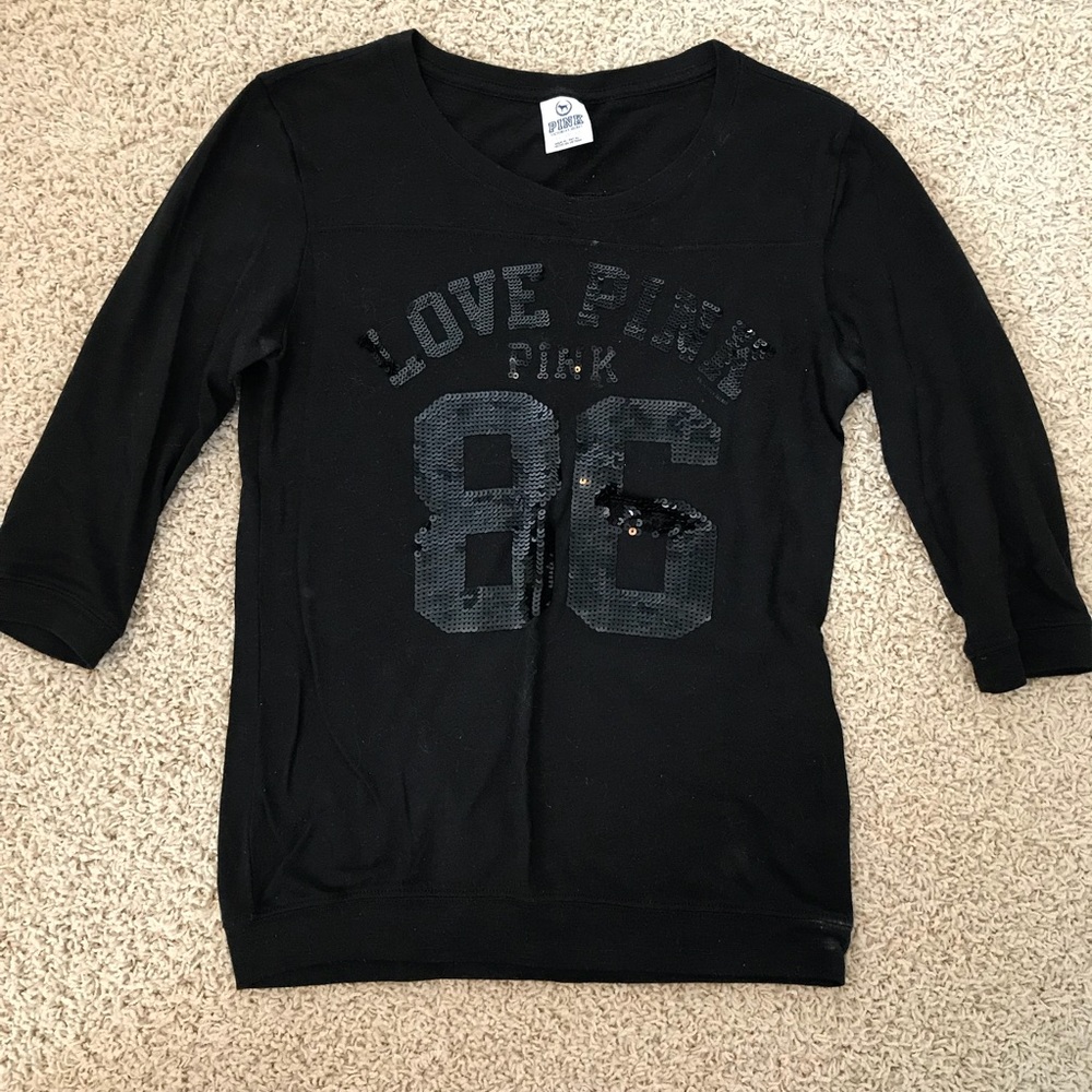 PINK Black Quarter-length tee